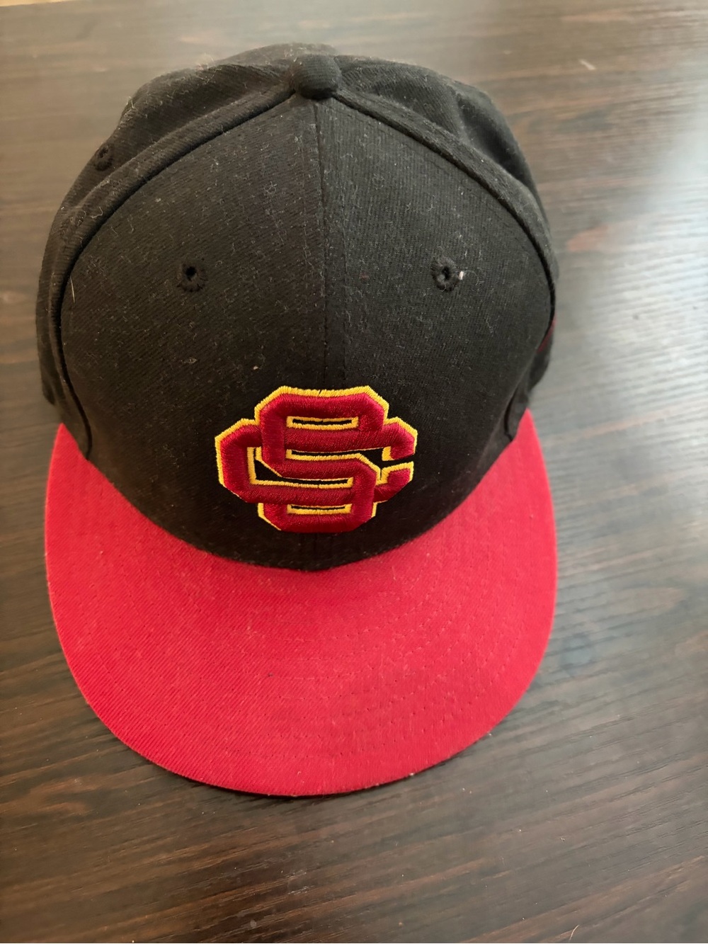 Black  and Red Baseball Cap USC with Embroidered 'SC' Logo